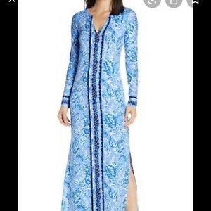 NWOT LILLY PULITZER FAYE MAXI DRESS XXS TURTLEY BLUE
